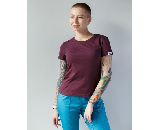 Изображение  Women's medical T-shirt, cherry red. 2XL, "WHITE ROBE" 152-416-681, Size: 2XL, Color: cherry