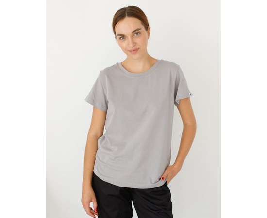 Изображение  Medical classic T-shirt for women, light gray s. L, "WHITE ROBE" 443-419-730, Size: L, Color: light gray