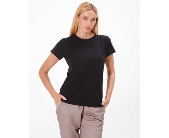 Зображення  Класична класична футболка жіноча чорна р. L, "БІЛИЙ ХАЛАТ" 443-321-730, Розмір: L, Колір: чорний