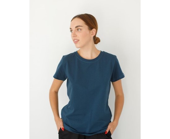 Зображення  Класична футболка жіноча сапфір р. L, "БІЛИЙ ХАЛАТ" 443-360-730, Розмір: L, Колір: сапфір