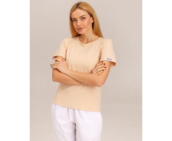 Изображение  Medical women's T-shirt Modern light beige s. L, "WHITE ROBE" 434-494-691, Size: L, Color: light beige