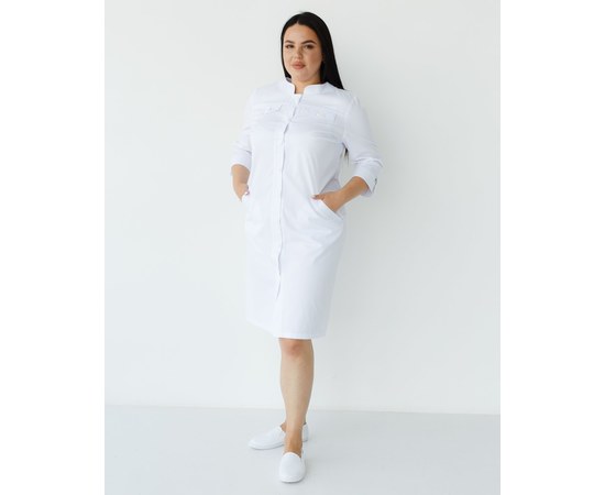 Зображення  Медичний жіночий халат Валері білий +SIZE р. 48, "БІЛИЙ ХАЛАТ" 156-324-677, Розмір: 48, Колір: білий