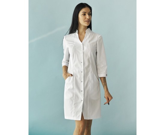 Изображение  Women's medical gown Elizabeth white s. 44, "WHITE ROBE" 416-324-679, Size: 44, Color: white