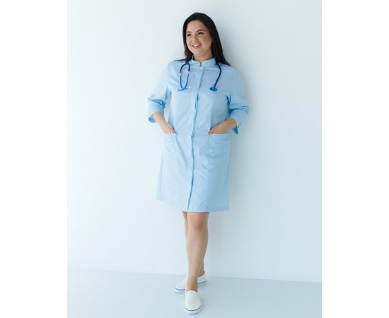 Изображение  Women's medical gown Sakura azure +SIZE s. 58, "WHITE ROBE" 310-462-678, Size: 58, Color: blue light
