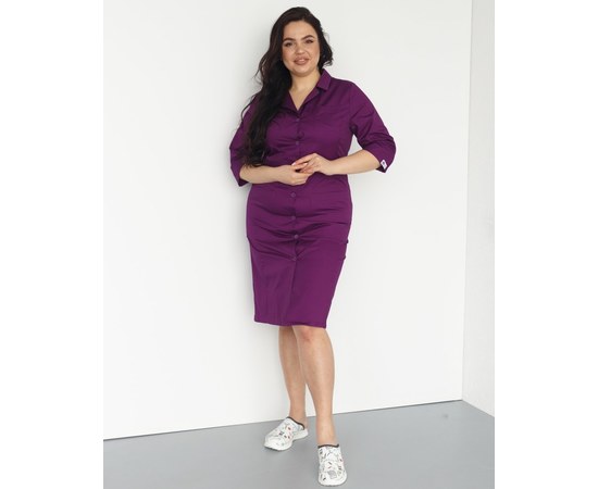 Изображение  Women's medical gown Sophie purple +SIZE s. 54, "WHITE ROBE" 306-335-677, Size: 54, Color: violet