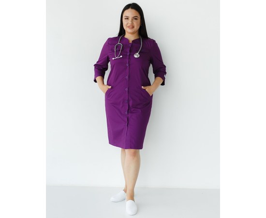 Зображення  Медичний жіночий халат Валері фіолетовий +SIZE р. 52, "БІЛИЙ ХАЛАТ" 156-335-677, Розмір: 52, Колір: фіолетовий