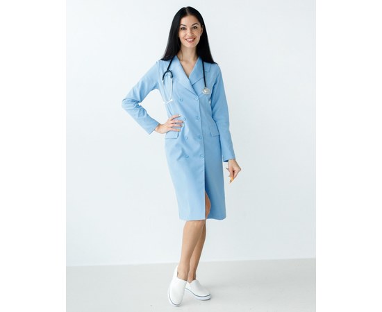 Изображение  Women's medical gown Monika blue s. 46, "WHITE ROBE" 356-333-677, Size: 46, Color: blue light