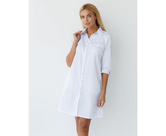 Изображение  Women's medical gown Manhattan white-gray s. 50, "WHITE ROBE" 157-366-679, Size: 50, Color: white gray