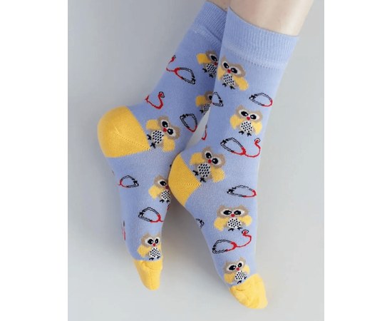 Изображение  Medical socks with Sova Violett print. 36-40, "WHITE ROBE" 143-335-608