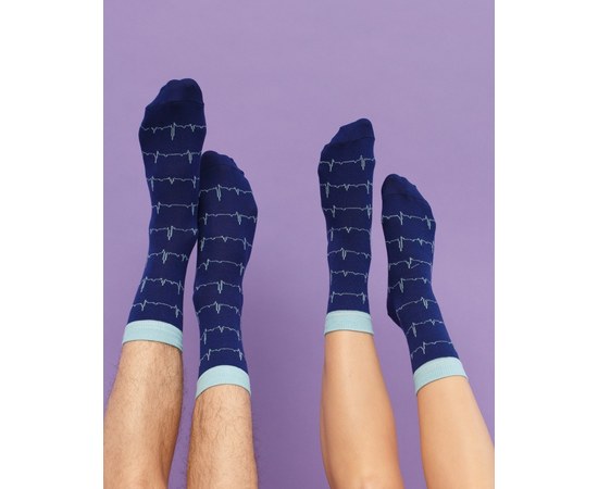 Изображение  Medical socks with Cardio blue print. 41-44, "WHITE ROBE" 143-322-758, Size: 41-44, Color: blue