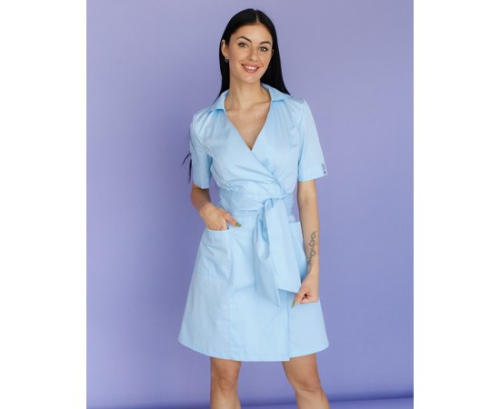 Изображение  Women's medical gown Tokyo with buttons azure s. 46, "WHITE ROBE" 162-462-677, Size: 46, Color: azure