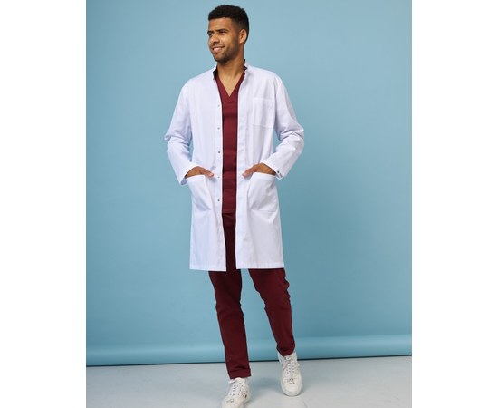 Изображение  Medical robe for men Amsterdam white-gray s. 46, "WHITE ROBE" 154-366-679, Size: 46, Color: white