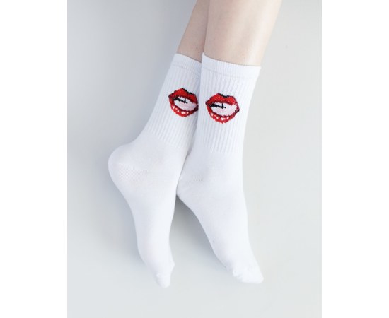Изображение  Medical socks with Lips print. 36-40, "WHITE ROBE" 143-420-592
