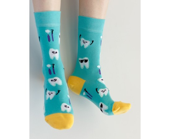 Изображение  Medical socks with Teeth Mint print s. 36-40, "WHITE ROBE" 143-332-622, Size: 36-40, Color: mint