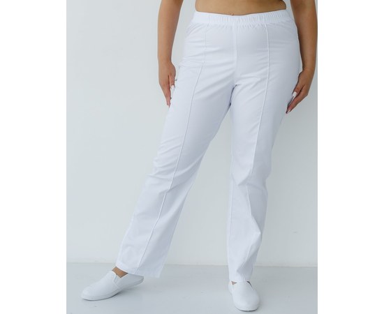 Изображение  White medical trousers for women +SIZE s. 58, "WHITE ROBE" 387-324-758, Size: 58, Color: white