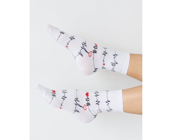 Изображение  Medical socks with Cardio print. 36-40, "WHITE ROBE" 143-324-894, Size: 36-40, Color: white