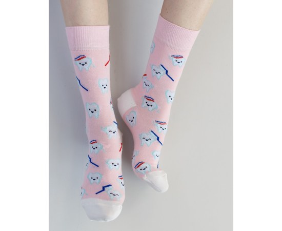 Изображение  Medical socks with Teeth Rose print s. 36-40, "WHITE ROBE" 143-337-625, Size: 36-40, Color: pink