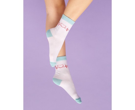 Изображение  Medical socks with Heartbeat print s. 36-40, "WHITE ROBE" 143-442-730
