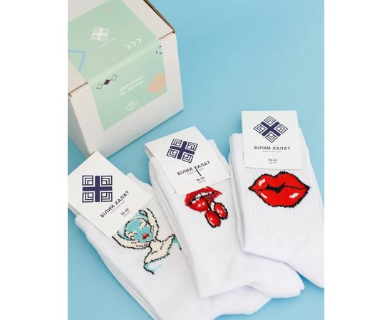 Изображение  Set of socks in a gift box: Thanks for the beauty #1 s. 36-40, "WHITE ROBE" 415-391-885, Size: 36-40