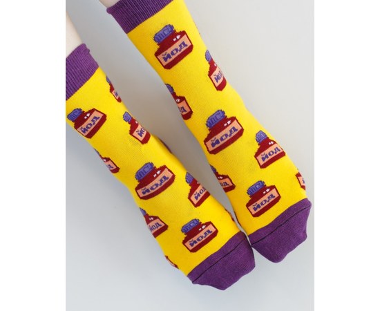 Изображение  Medical socks with Yod r print. 36-40, "WHITE ROBE" 143-335-835, Size: 36-40, Color: yellow