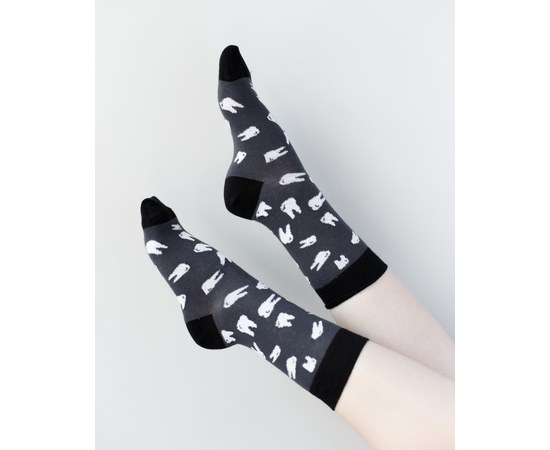 Изображение  Medical socks with Teeth print (dark gray) s. 36-40, "WHITE ROBE" 143-408-834, Size: 36-40, Color: grey