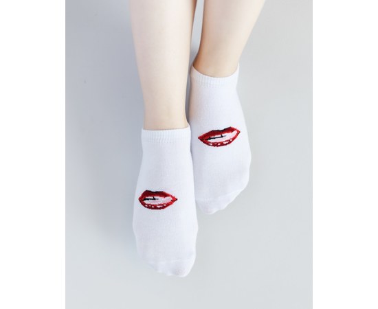 Изображение  Medical socks with print Lips s. 36-40, "WHITE ROBE" 144-434-592