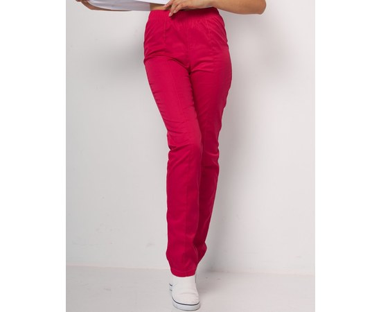 Изображение  Women's medical trousers, raspberry red. 50, "WHITE ROBE" 163-331-726, Size: 50, Color: crimson