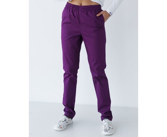 Изображение  Медицинские женские брюки Наоми (Cotton Elite) фиолетовые р. 40, "БЕЛЫЙ ХАЛАТ" 341-335-917, Размер: 40, Цвет: фиолетовый