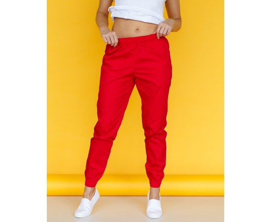 Зображення  Медичні штани жіночі джоггери червоні р. 44, "БІЛИЙ ХАЛАТ" 303-339-730, Розмір: 44, Колір: червоний