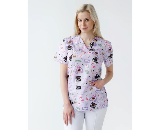Изображение  Women's medical shirt Topaz print Laboratory s. 44, "WHITE ROBE" 126-324-775, Size: 44, Color: laboratory