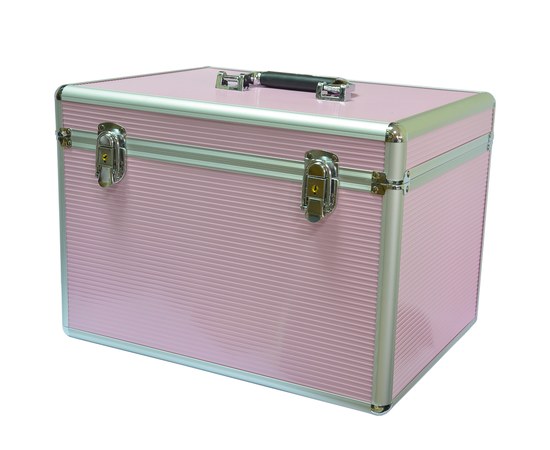 Изображение  Кейс-чемодан для мастера маникюра, визажиста, YRE пластик металл 38 х 29 х 27 см, светло-розовый
