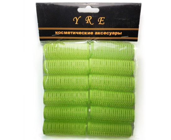 Изображение  Velcro curlers YRE lime green d 20 mm 12 pcs