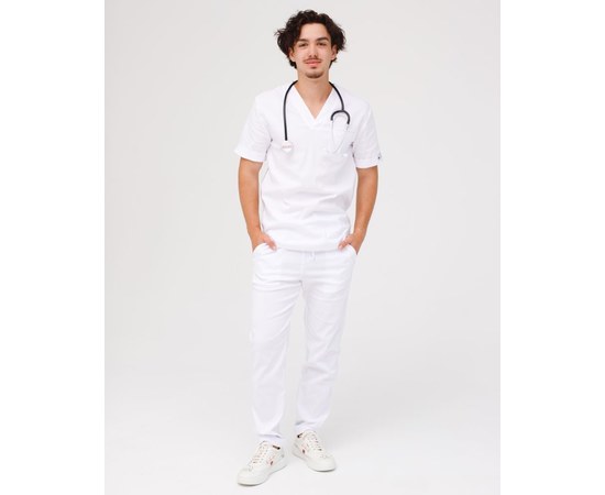 Зображення  Медичний костюм чоловічий Марсель білий р. 46, "БІЛИЙ ХАЛАТ" 353-324-708, Розмір: 46, Колір: білий