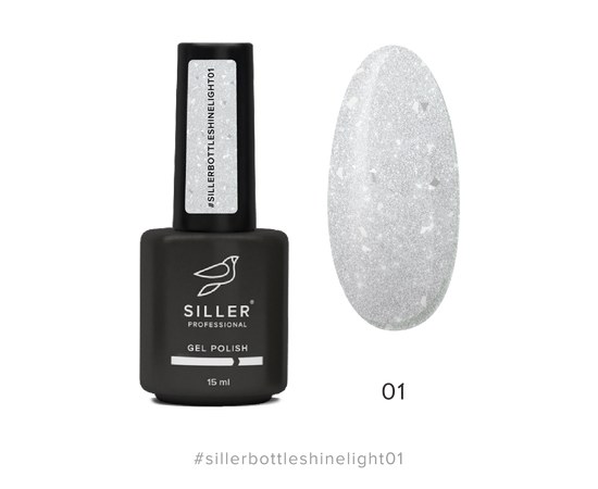 Зображення  Гель світловідбивний з поталлю Siller Bottle Shine light Gel №01, 15 мл, Об'єм (мл, г): 15, Цвет №: 01