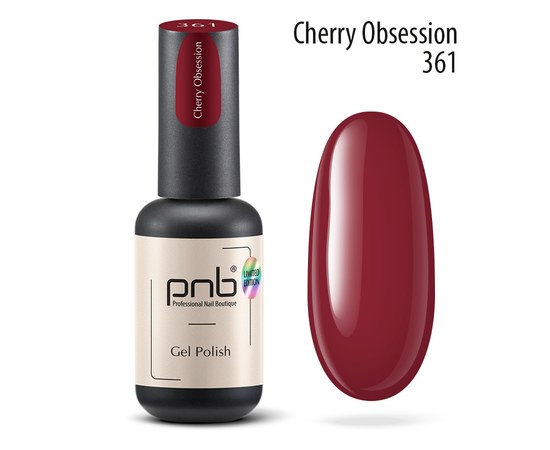 Изображение  Nail gel polish PNB 361 Cherry Obsession, ripe cherry, 8 ml