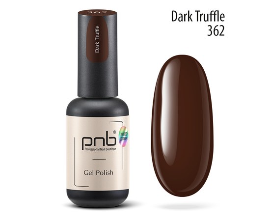 Изображение  Гель-лак для ногтей PNB 362 Dark Truffle, dark chocolate, 8 мл