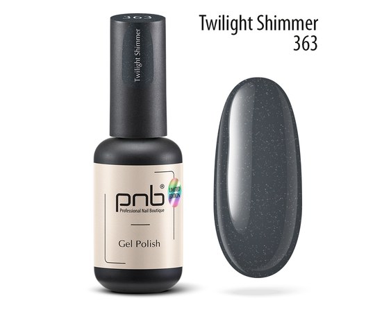 Изображение  Gel nail polish PNB 363 Twilight Shimmer, dark gray, 8 ml