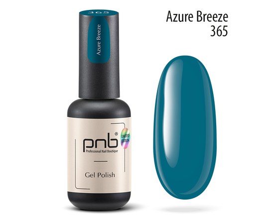 Изображение  Гель-лак для ногтей PNB 365 Azure Breeze, deep turquoise, 8 мл