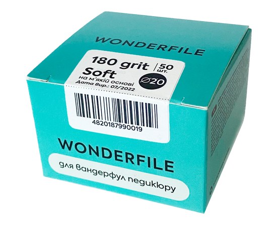Изображение  Файлы на пене Wonderfile на педикюрный диск 20 мм, 180 грит, 50 шт (WFPDF20/180)