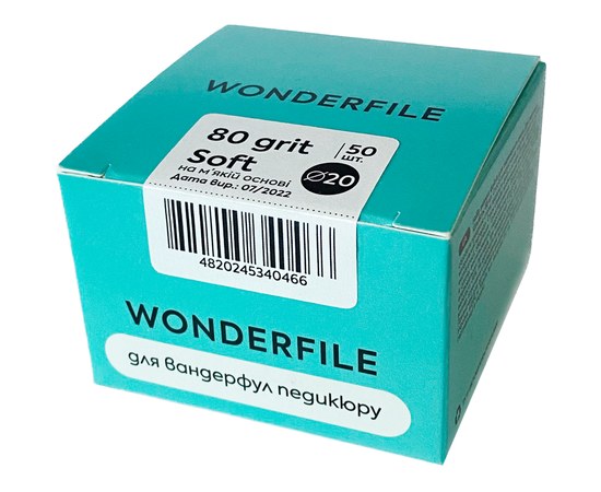 Изображение  Файлы на пене Wonderfile на педикюрный диск 20 мм, 80 грит, 50 шт (WFPDF20/80)