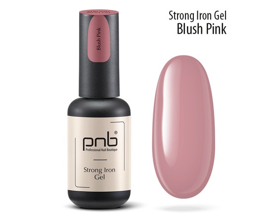 Зображення  Гель полімеризований PNB Strong Iron Gel Blush Pink, 8 мл