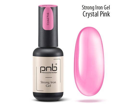 Зображення  Гель вітражний PNB Strong Iron Gel Crystal Pink, 8 мл, Об'єм (мл, г): 8, Цвет №: Pink