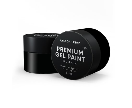 Зображення  Гель-фарба без липкого шару Nails Of The Day Premium gel paint Black no wipe, 5 мл, Об'єм (мл, г): 5, Цвет №: Black