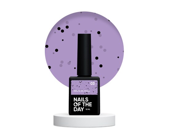 Зображення  Nails Of The Day MiDots gel polish №03 – ліловий гель-лак із чорними крапочками для нігтів, 10 мл, Об'єм (мл, г): 10, Цвет №: 03