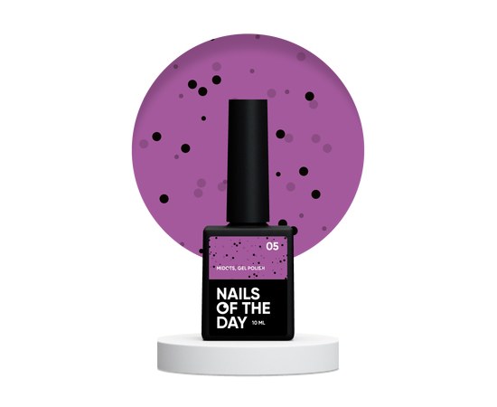 Изображение  Nails Of The Day MiDots gel polish №05 – малиновый гель-лак с черными точечками для ногтей, 10 мл, Объем (мл, г): 10, Цвет №: 05