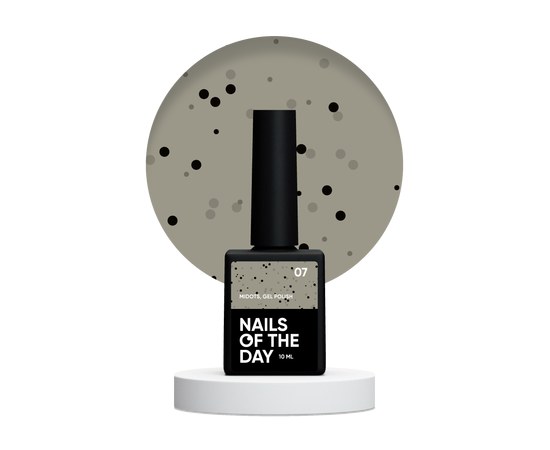 Изображение  Nails Of The Day MiDots gel polish №07 – молочно-фисташковый гель-лак с черными точечками для ногтей, 10 мл, Объем (мл, г): 10, Цвет №: 07
