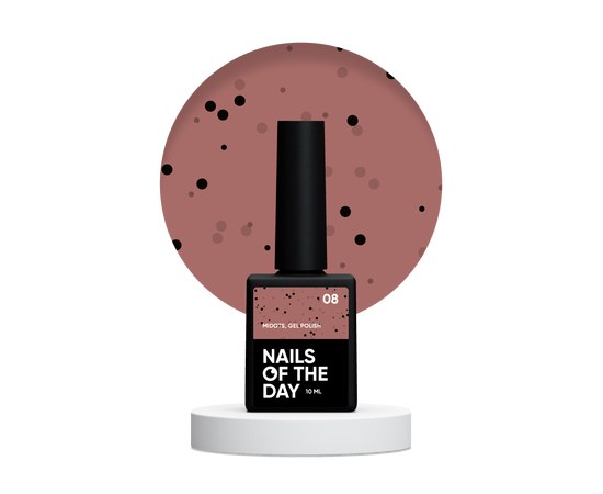Зображення  Nails Of The Day MiDots gel polish №08 – цегляний гель-лак із чорними крапочками для нігтів, 10 мл, Об'єм (мл, г): 10, Цвет №: 08
