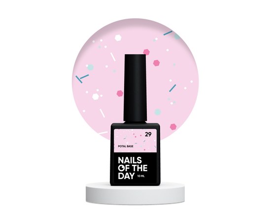 Изображение  Nails Of The Day Potal Base #29 - milky pink base with neon glitter, 10 ml, Volume (ml, g): 10, Color No.: 29