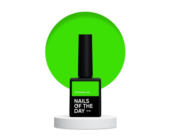 Изображение  Nails Of The Day Let's special Lime – особый неоново-салатовый гель-лак, перекрывается в один слой, 10 мл, Объем (мл, г): 10, Цвет №: Lime
