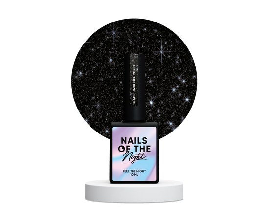 Изображение  Nails Of The Night Cocktails gel Black Jack - black with silver shimmer reflective gel nail polish, 10 ml, Volume (ml, g): 10, Color No.: Black Jack